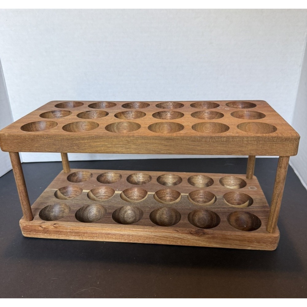 2 Tier Wood Egg Holder Countertop 36 Storage Rack Natural, Homestead essential